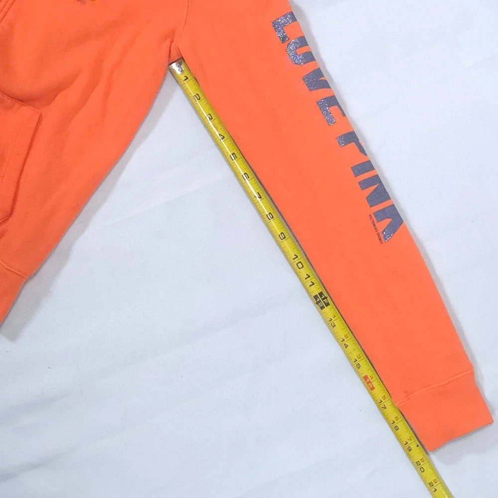 Victoria's Secret PINK Chicago Bears Hoodie S Bling Full Zip Orange Y2K NFL Cozy - Picture 16 of 16